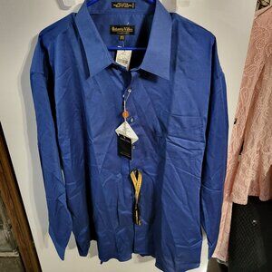 NWT MENS ROBERTO VILLINI BLUE CASUAL BUTTON DOWN SZ B&T Neck 19.5